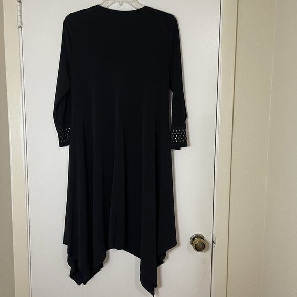 IC by Connie K black asymmetrical long sleeve half zip shift dress size small - Picture 6 of 6